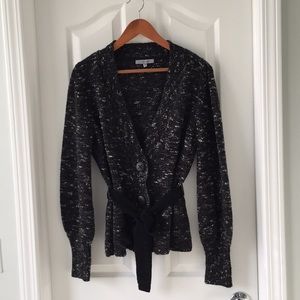 V-neck cardigan with belt.